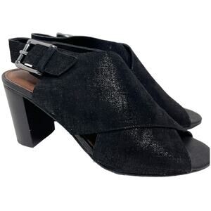 Donald J. Pliner Sandals Peep Toe Suede Black 6.5